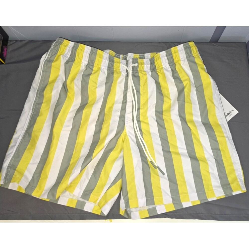Goodfellow & Co Green Striped Mens Short Swim Trunks Size XL X-large New